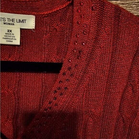 Skye's The Limit long sleeve sweater Women's 2X chili/crimson red NWT - Picture 3 of 8